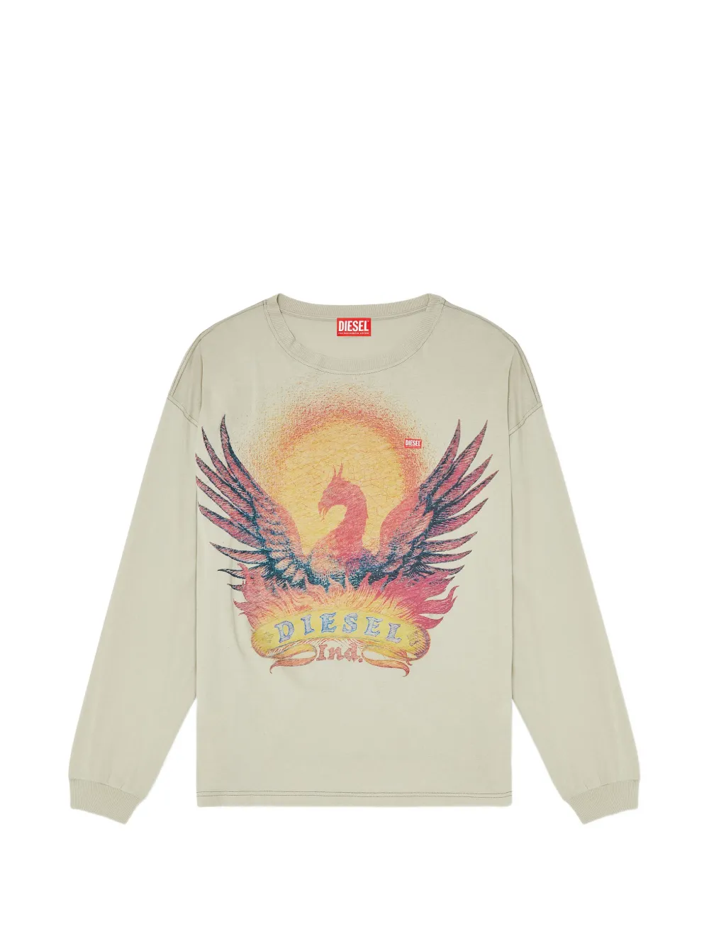 Diesel phoenix-print long-sleeve T-shirt - Toni neutri