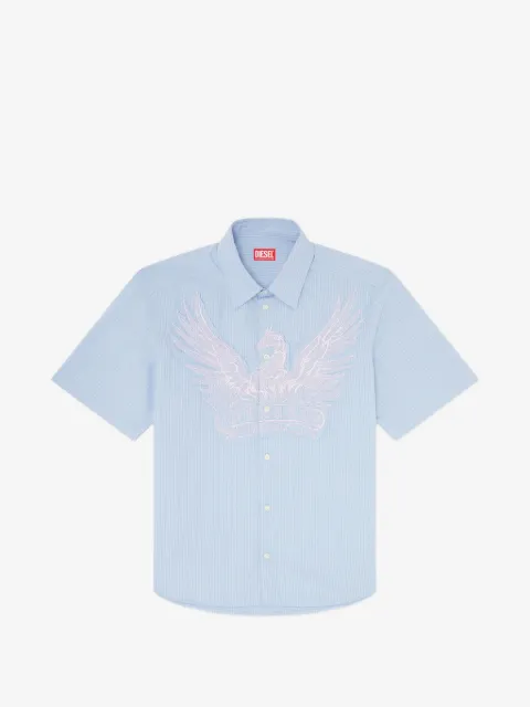 Diesel striped poplin shirt with embroidered patch