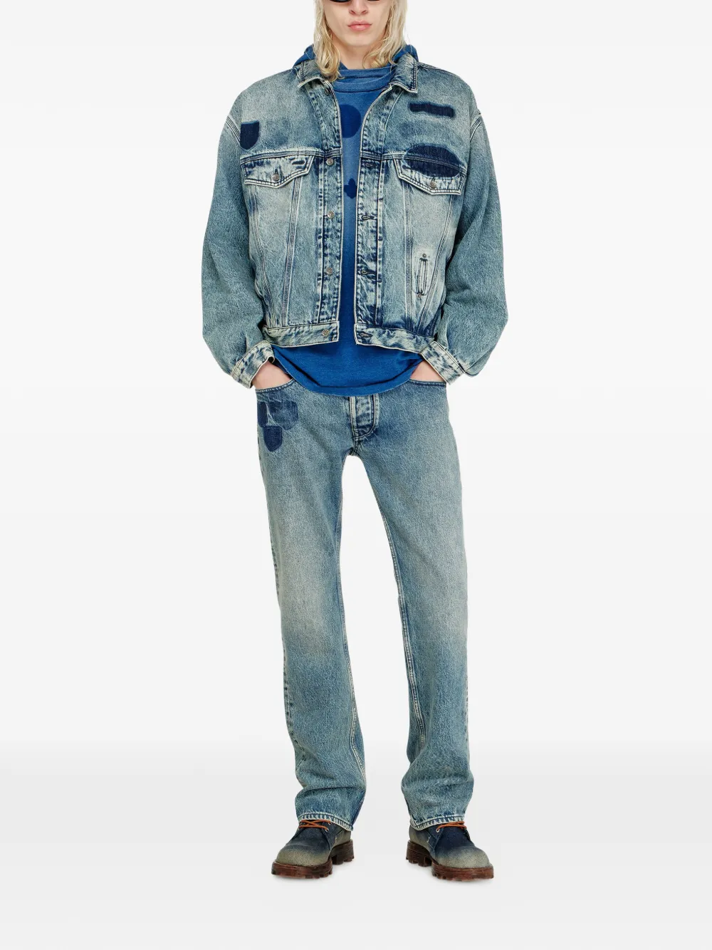 Diesel T-shirt met patches met schaduweffect Blauw