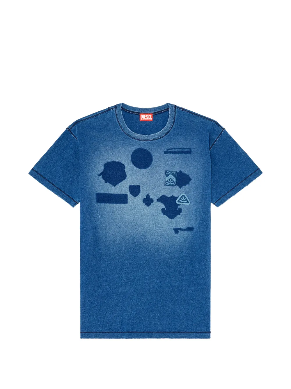 Diesel T-shirt with shadow-effect patches - Blu