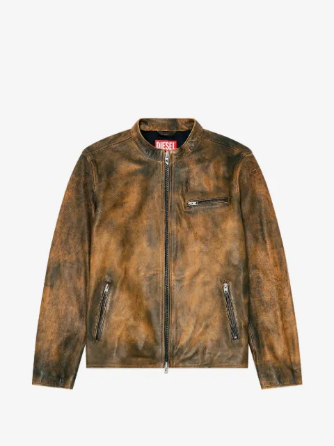 Diesel Oval-D embossed leather jacket