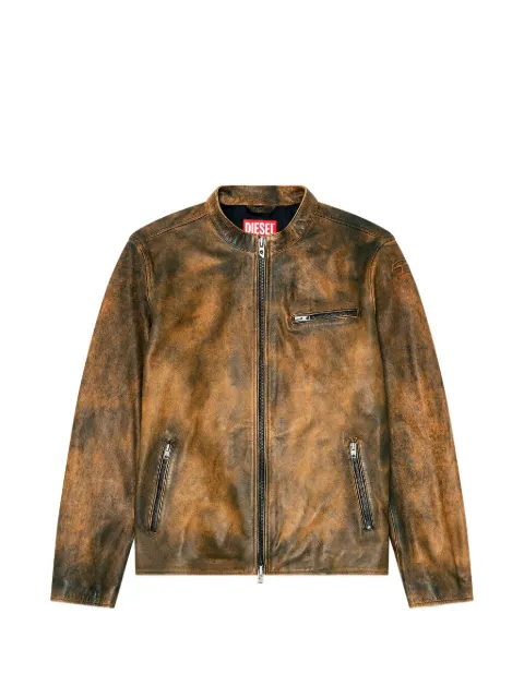 Diesel Oval-D embossed leather jacket