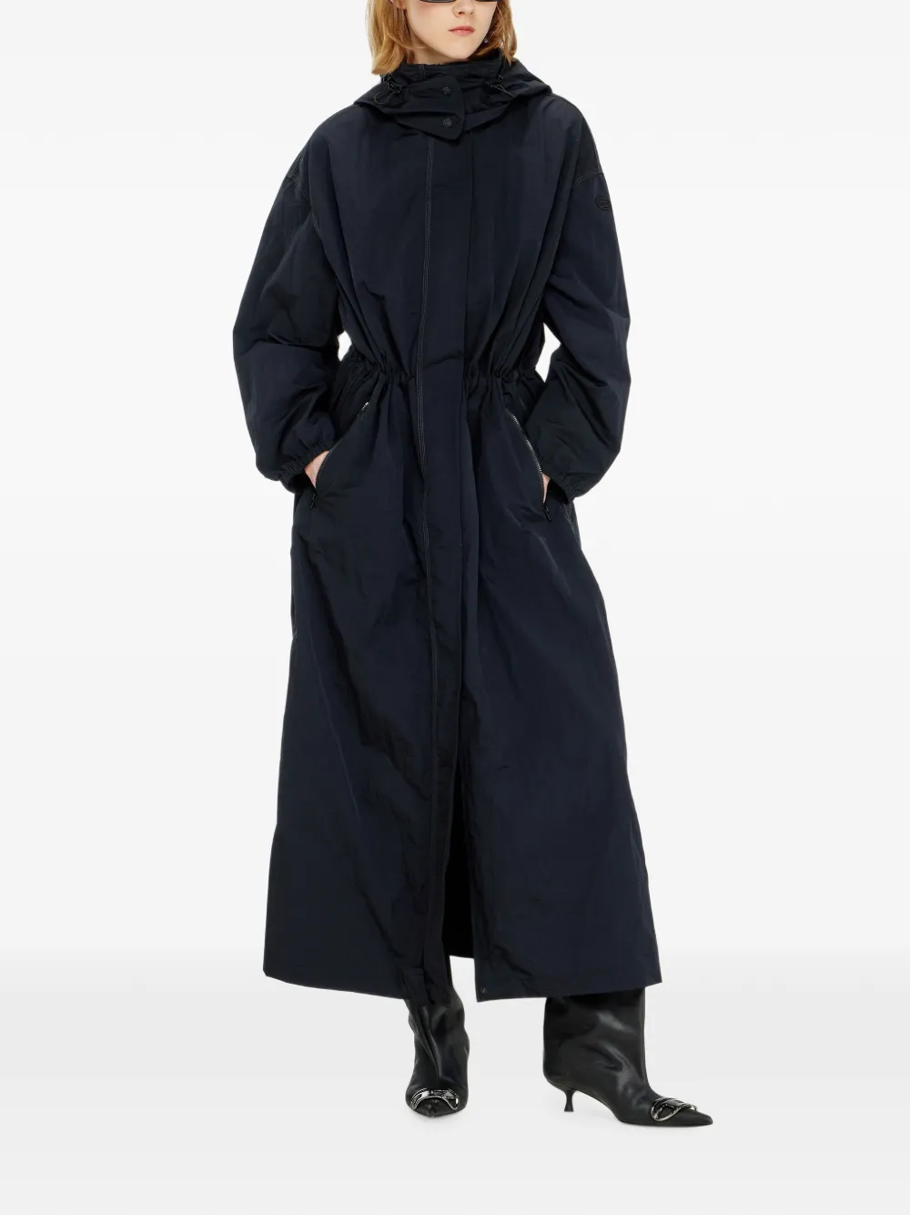 Diesel Nylon trenchcoat met afneembare capuchon Blauw