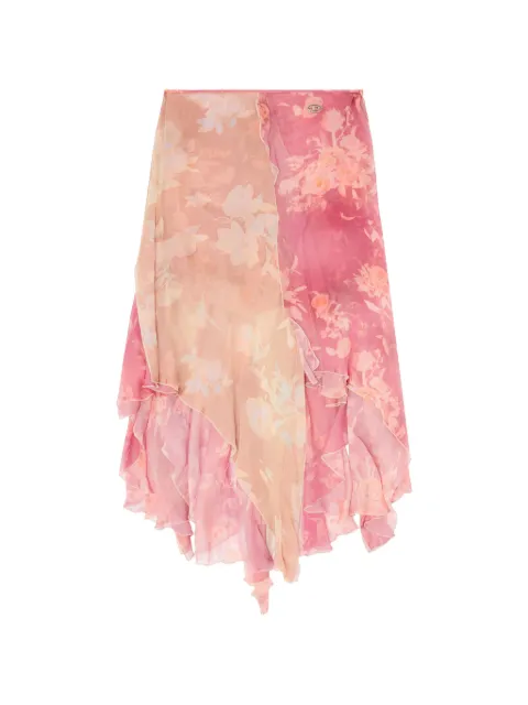Diesel falda midi asimétrica con motivo floral de viscosa y seda