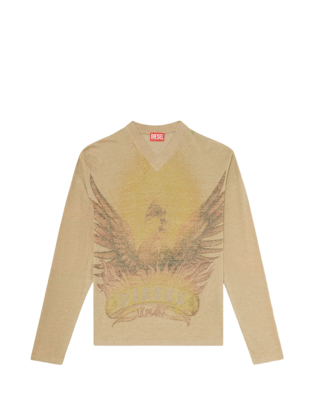 Diesel phoenix-print V-neck sweater - Nude