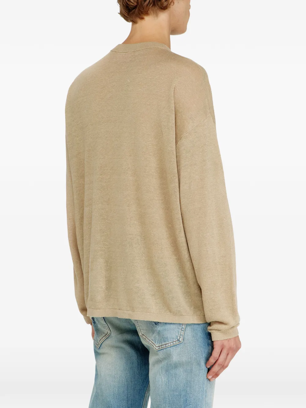Diesel Trui met V-hals en print Beige