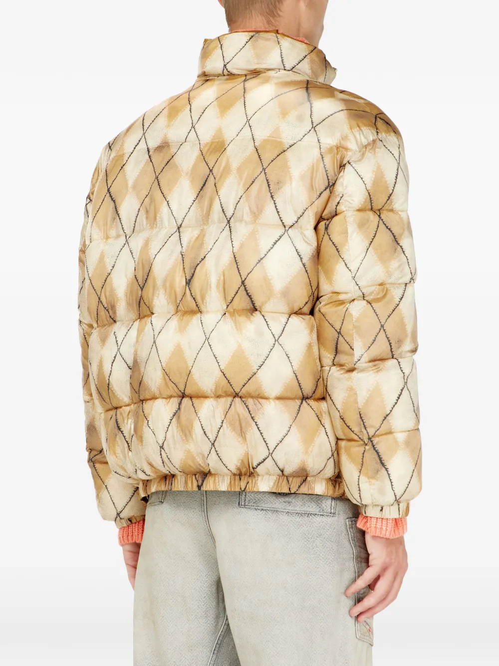 Diesel Omkeerbaar donsjack met argyle-print Beige