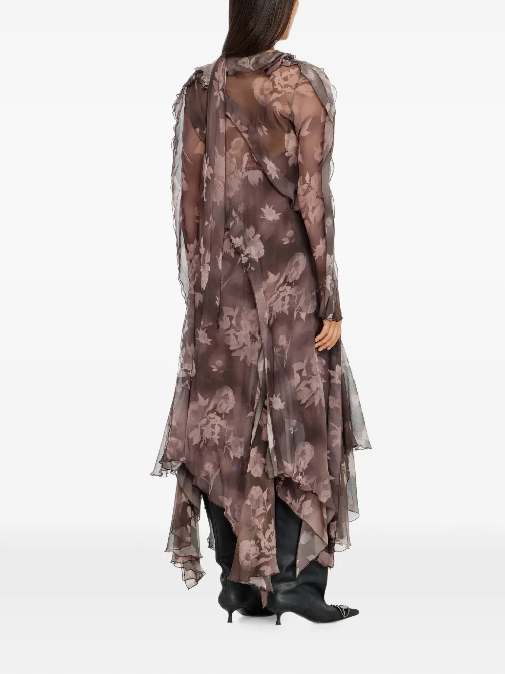 Diesel Midi-jurk met bloemenprint Bruin