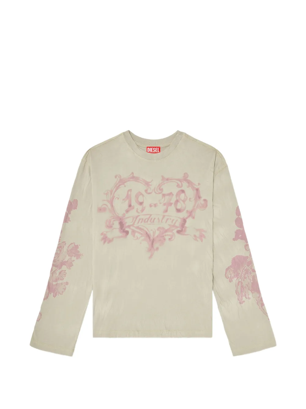 Diesel graphic-print long-sleeve cotton T-shirt - Nude