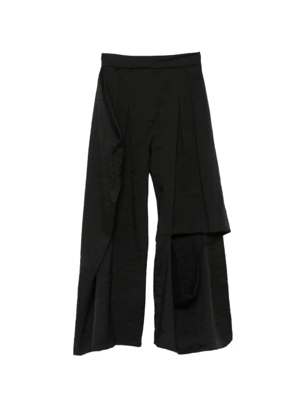 A.W.A.K.E. Mode Pocket Draped Palazzo Pants in Black
