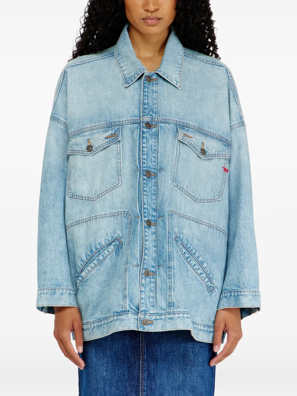 Diesel DE-LIN denim jack met barokstiksel Blauw