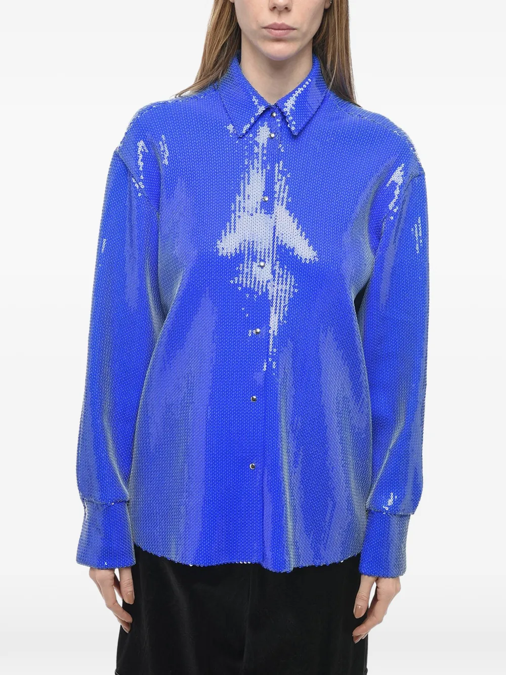 David Koma sequin-embellishd shirt - Blue