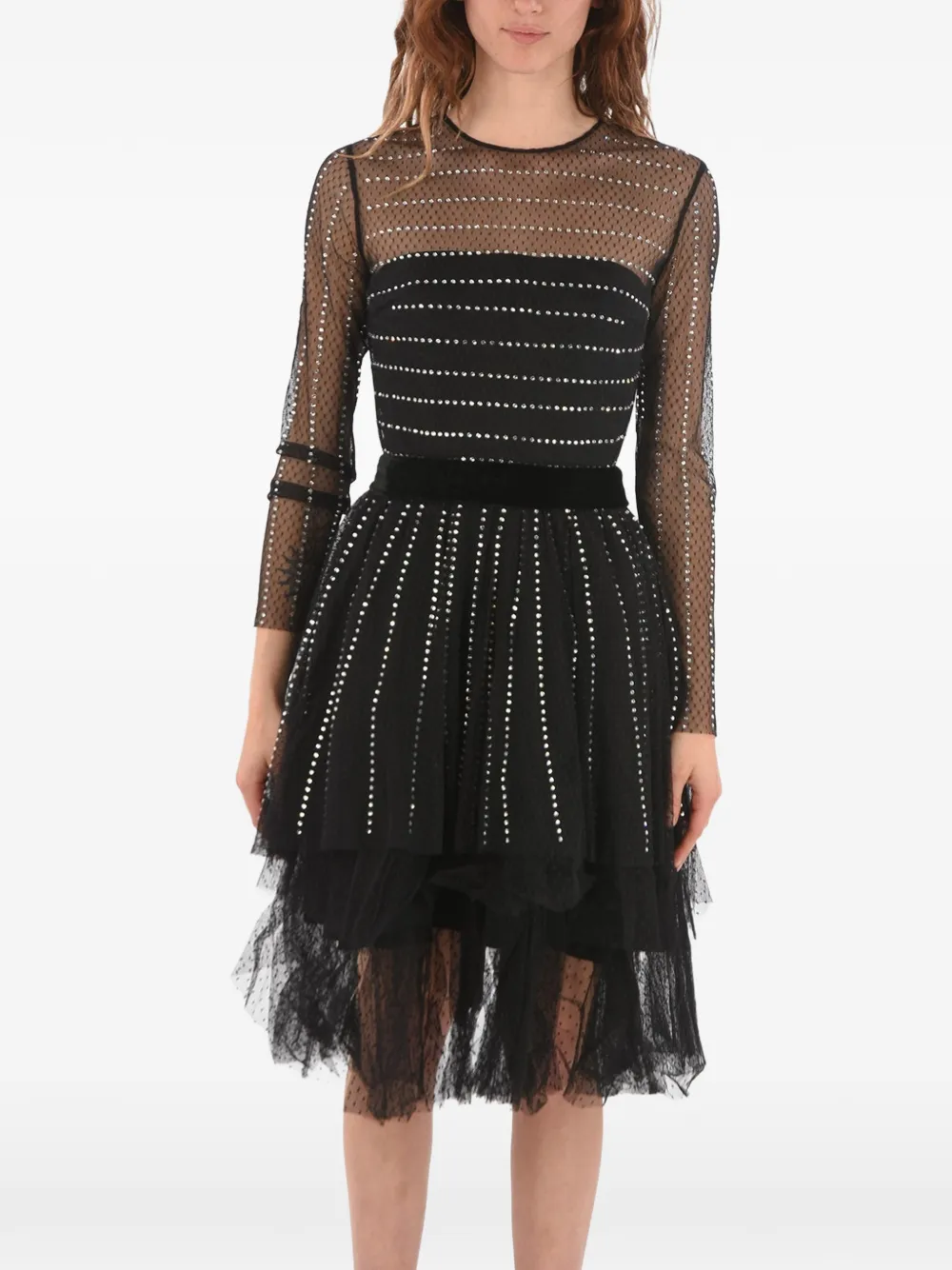 Philipp Plein rhinestone-embellished tulle party dress - Black