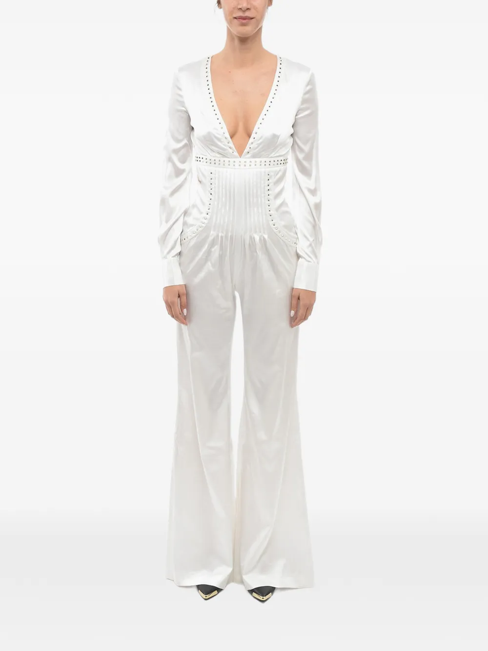 Philipp Plein stud-embellished satin jumpsuit - Weiß