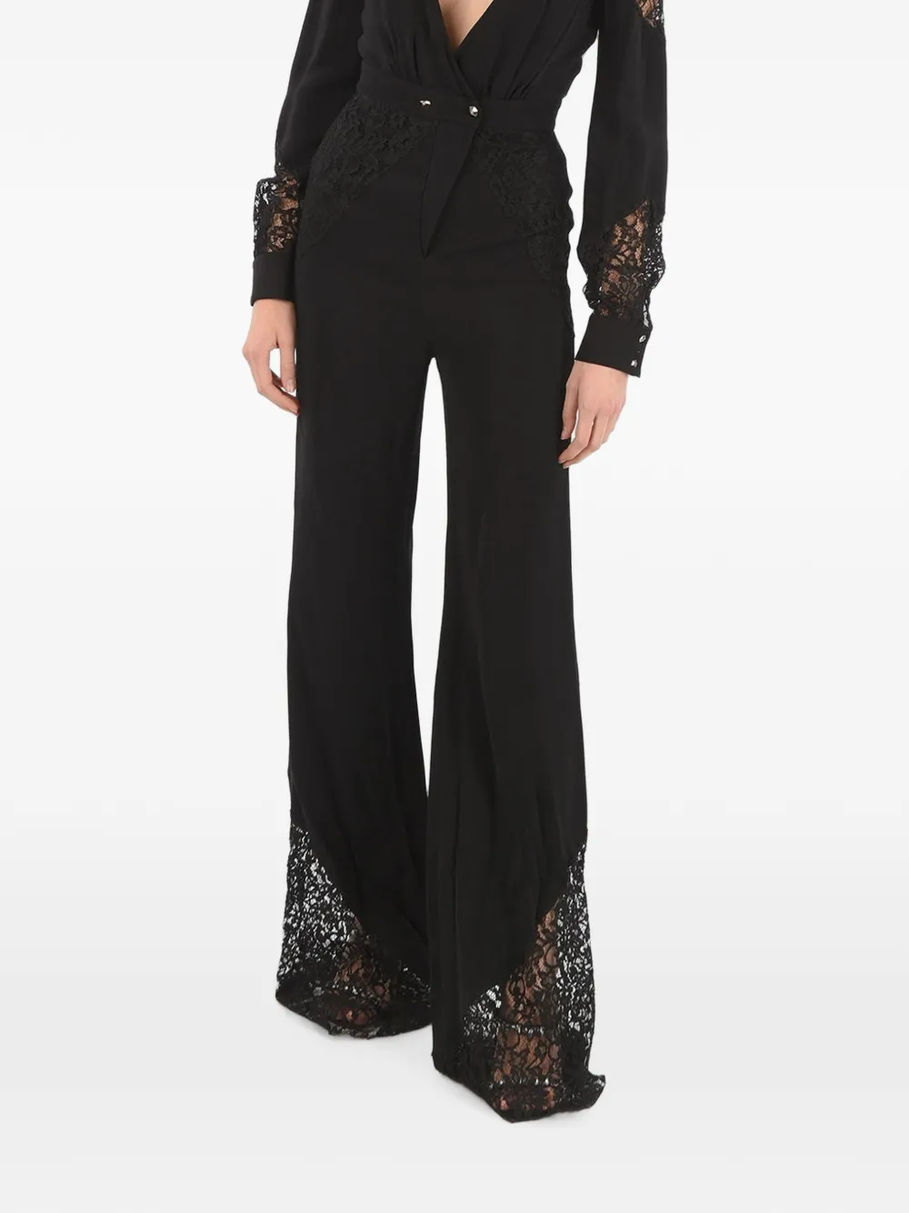Philipp Plein lace-panelled V-neck jumpsuit - Schwarz