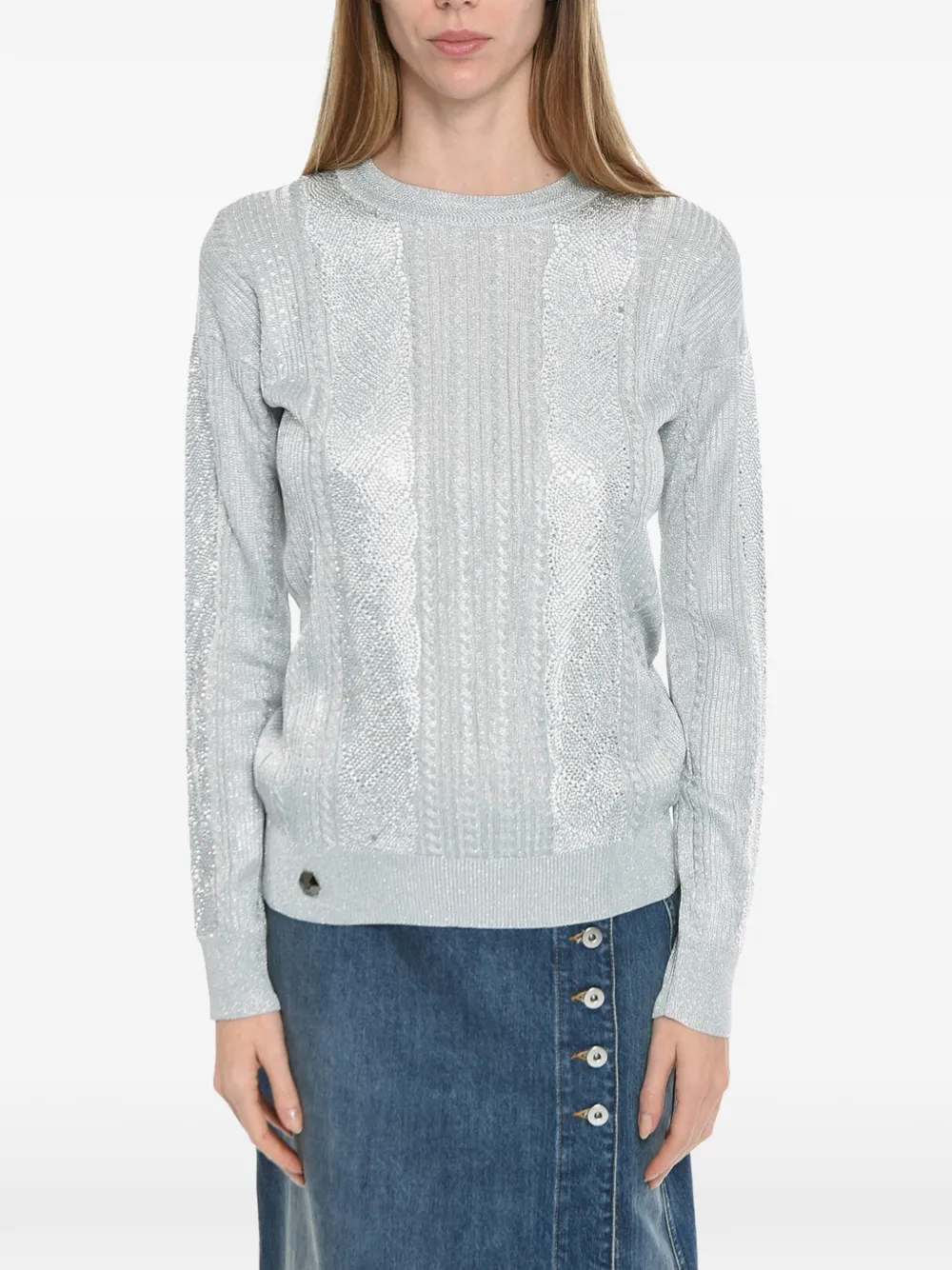 Philipp Plein Cable-knit sweater - Silber