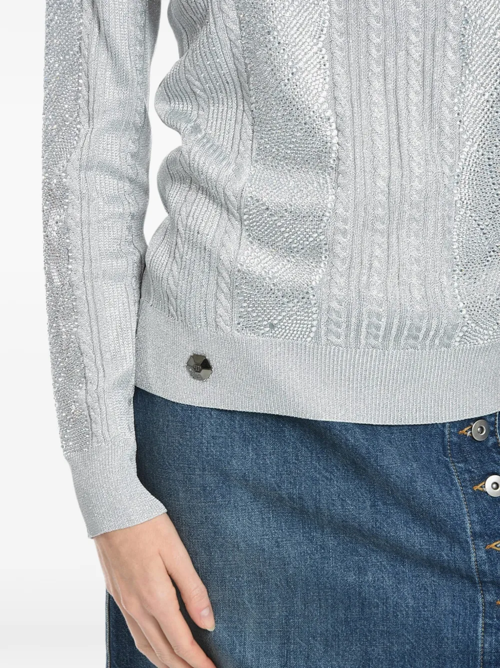 Philipp Plein Cable-knit sweater Zilver
