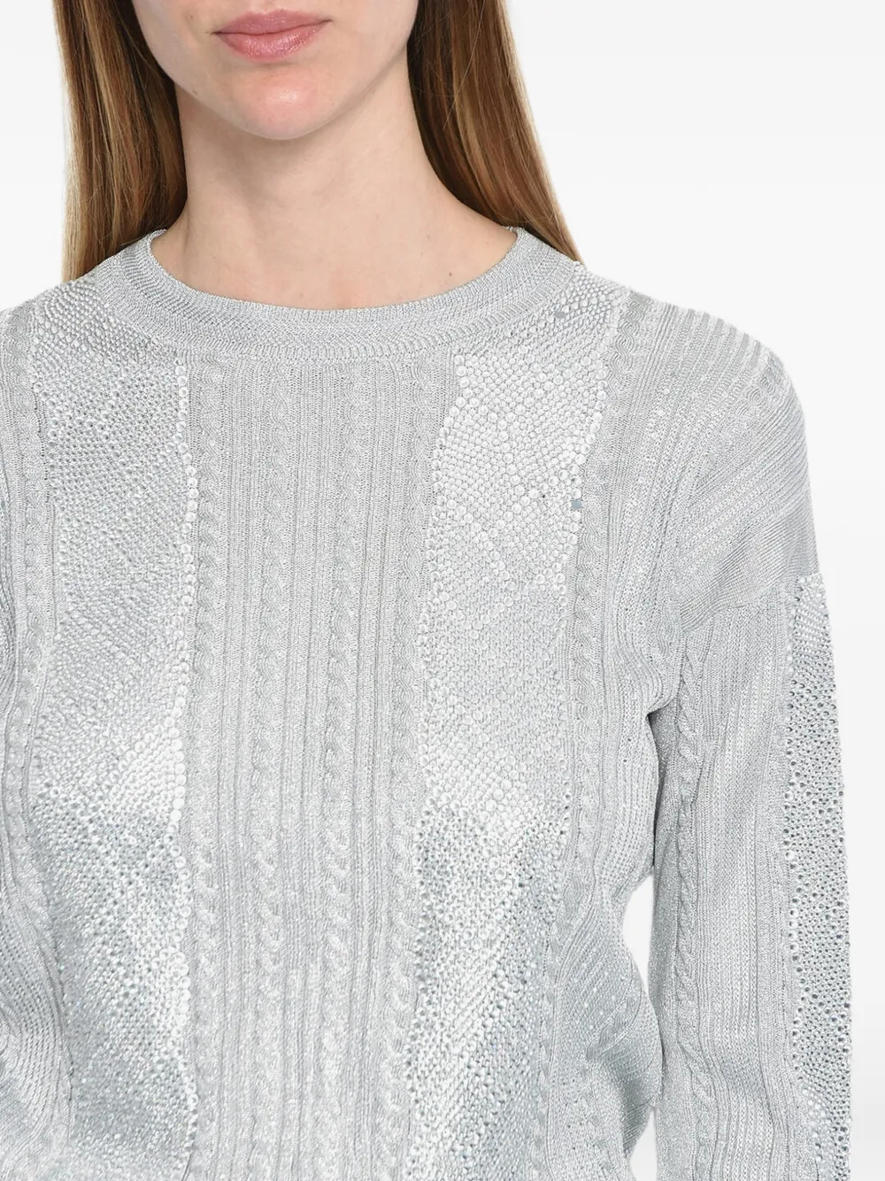 Philipp Plein Cable-knit sweater Zilver