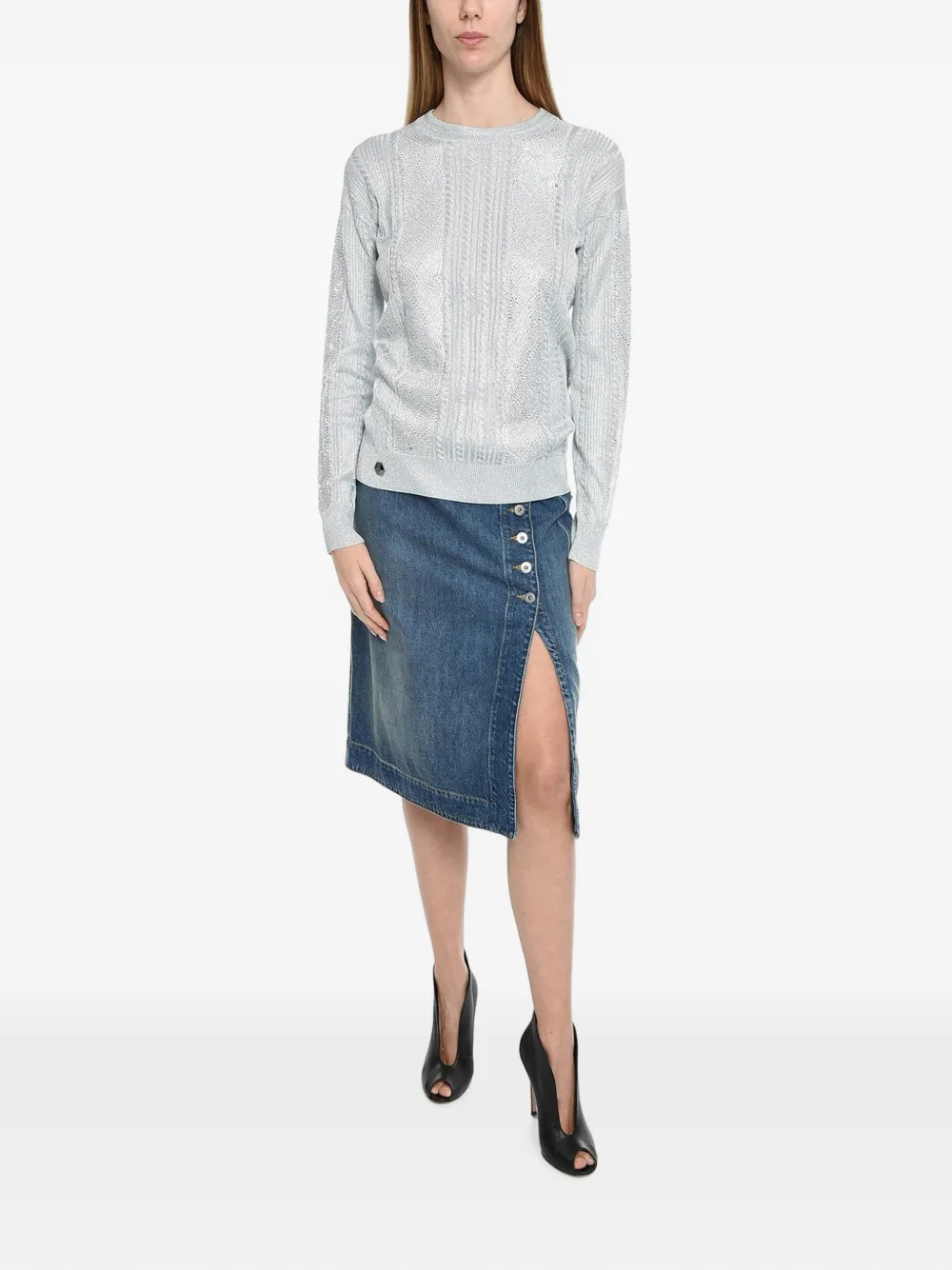 Philipp Plein Cable-knit sweater Zilver