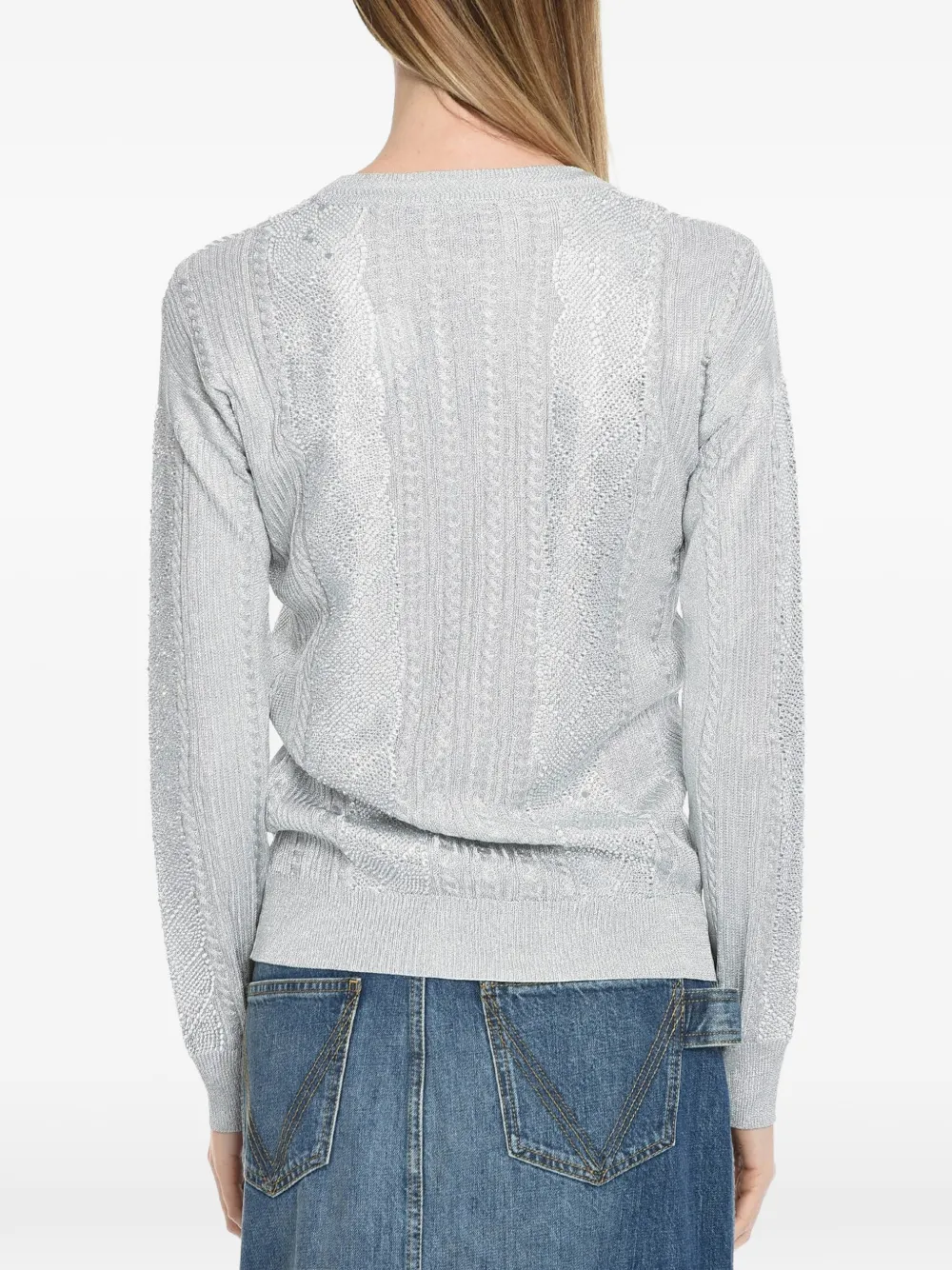 Philipp Plein Cable-knit sweater Zilver