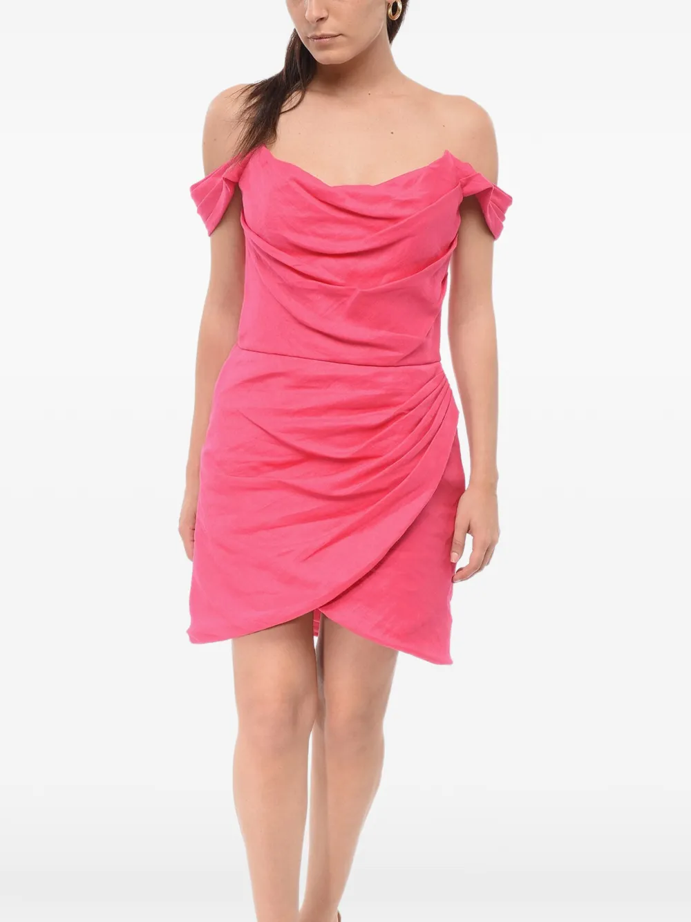 Costarellos Leanna draped linen mini dress