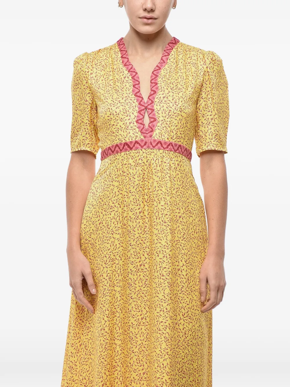 Saloni Tabitha botanical-print dress