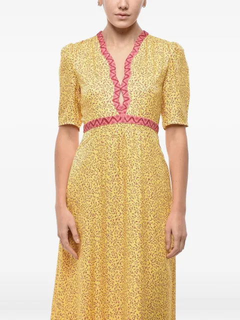 Saloni Tabitha botanical-print dress