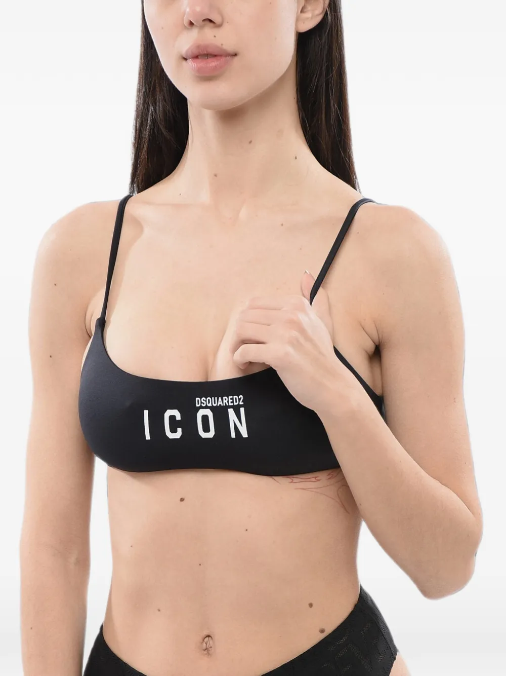 DSQUARED2 Icon Bikinioberteil mit Logo - Schwarz
