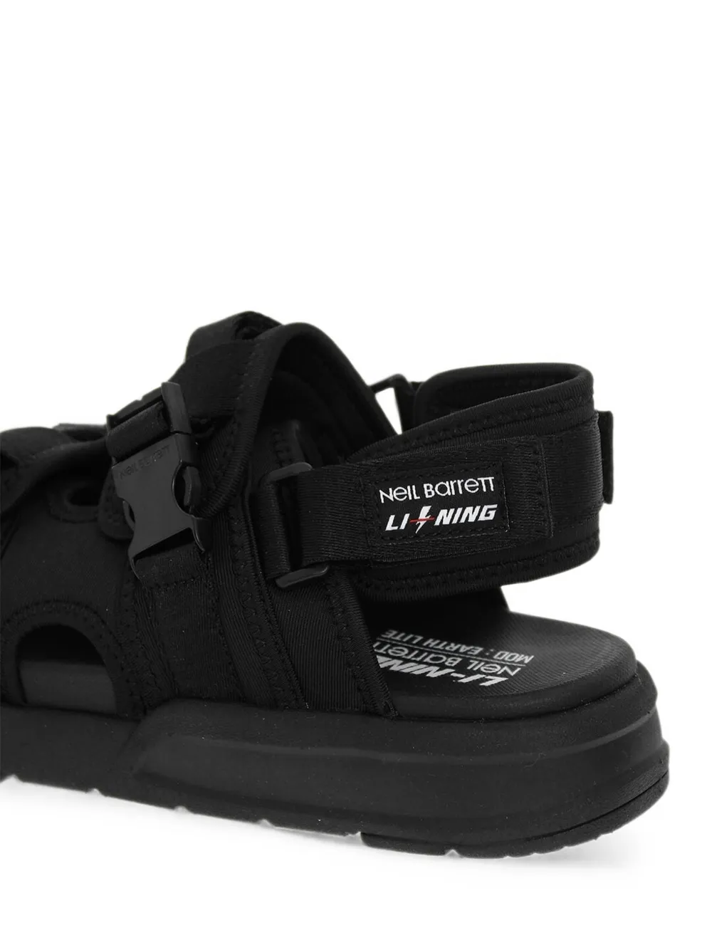 Neil Barrett x Li-Ning buckle sandals Zwart