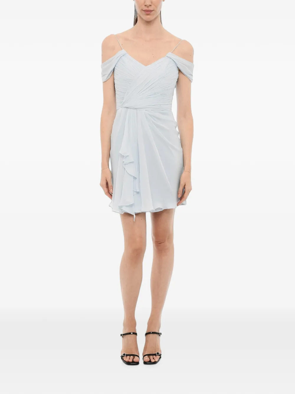 Costarellos draped ruffled mini dress · 40