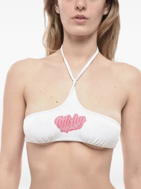 DSQUARED2 rhinestone-embellished halterneck bikini top