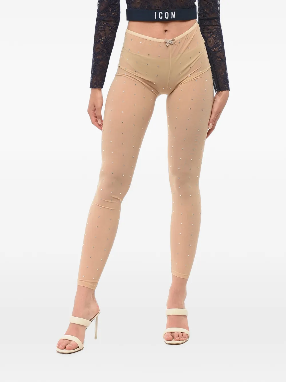 DSQUARED2 crystal-embellished sheer tights - Nude