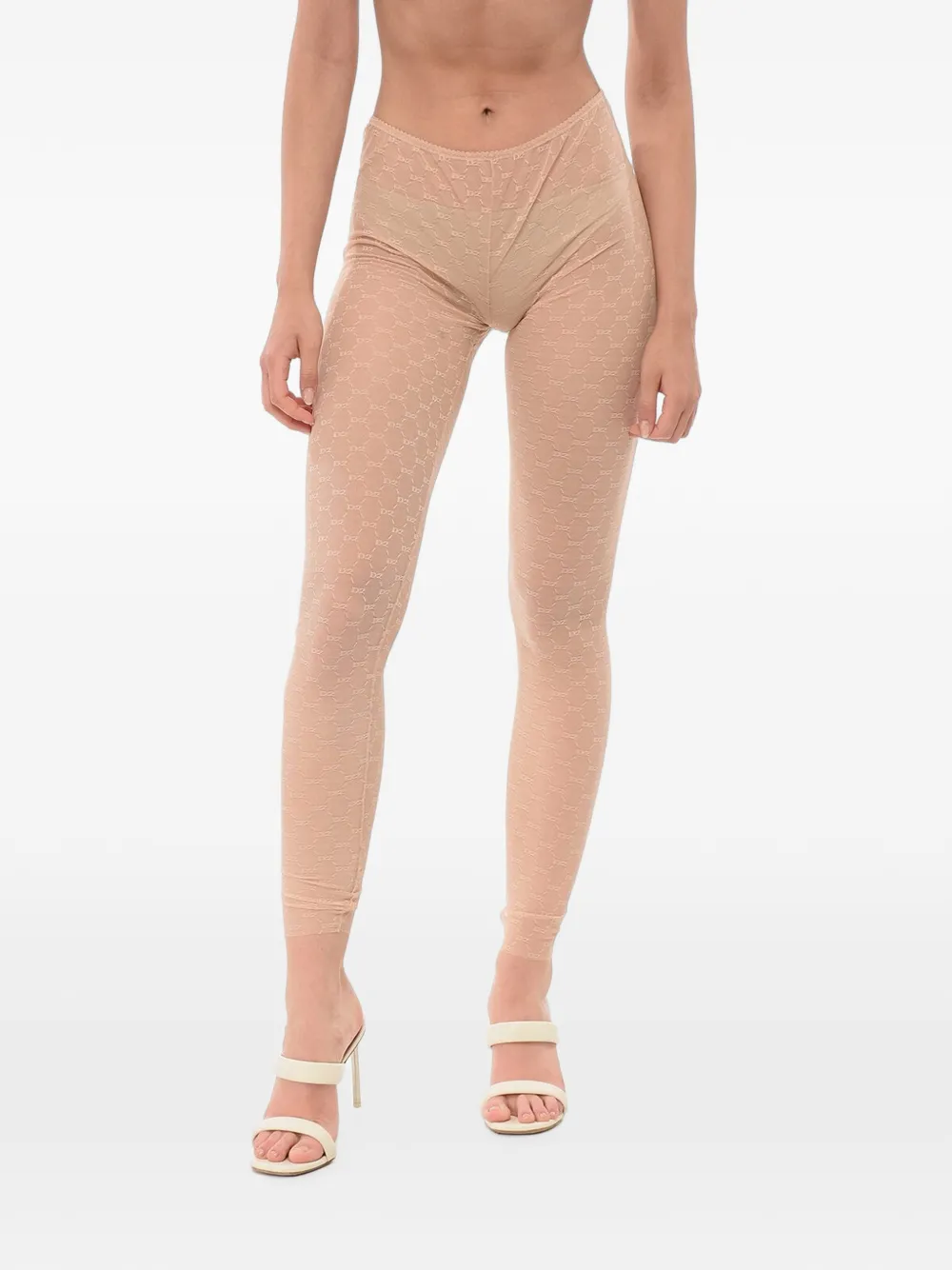 DSQUARED2 monogram-lace tights - Nude
