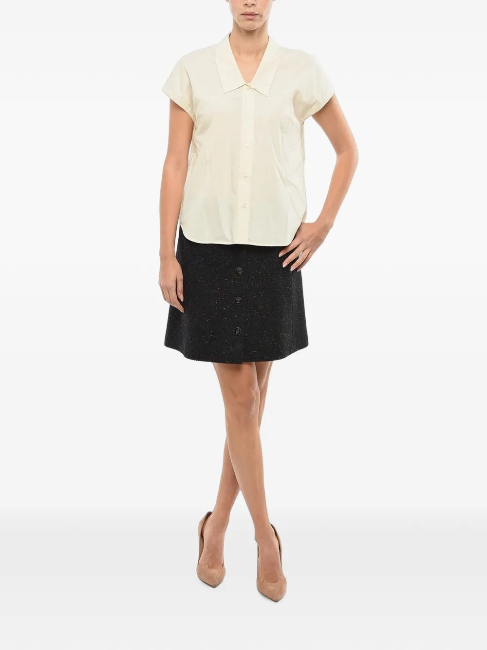 SAMSOE sleeveless Italian-collar shirt Beige