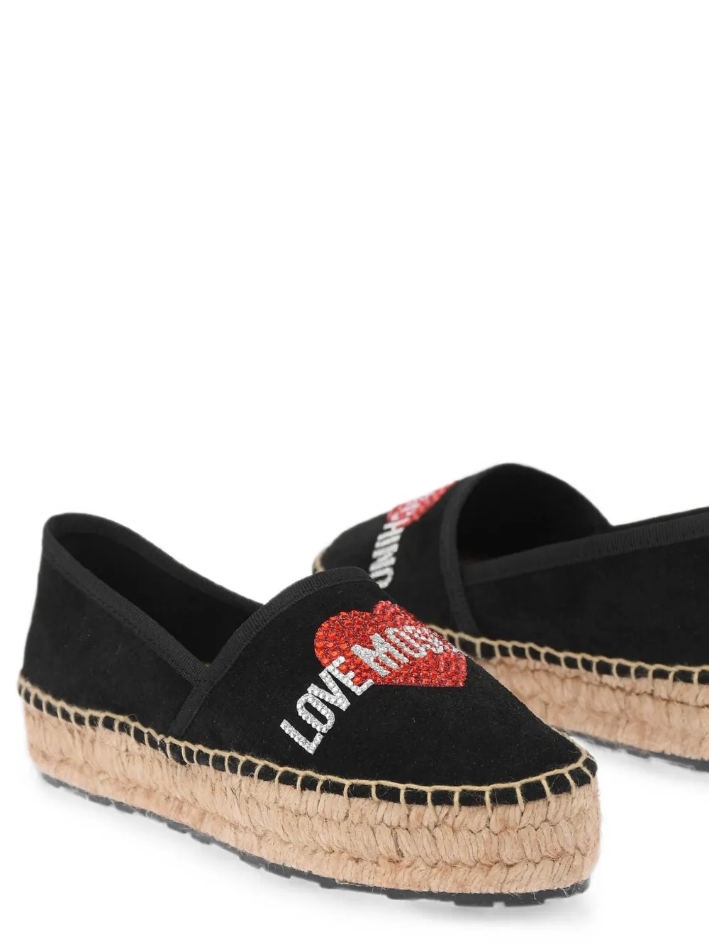 Moschino rhinestone-logo platform espadrilles Zwart