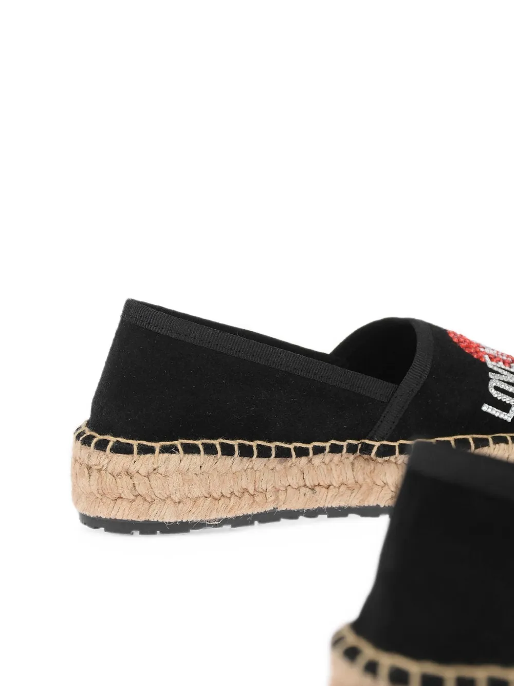 Moschino rhinestone-logo platform espadrilles Zwart