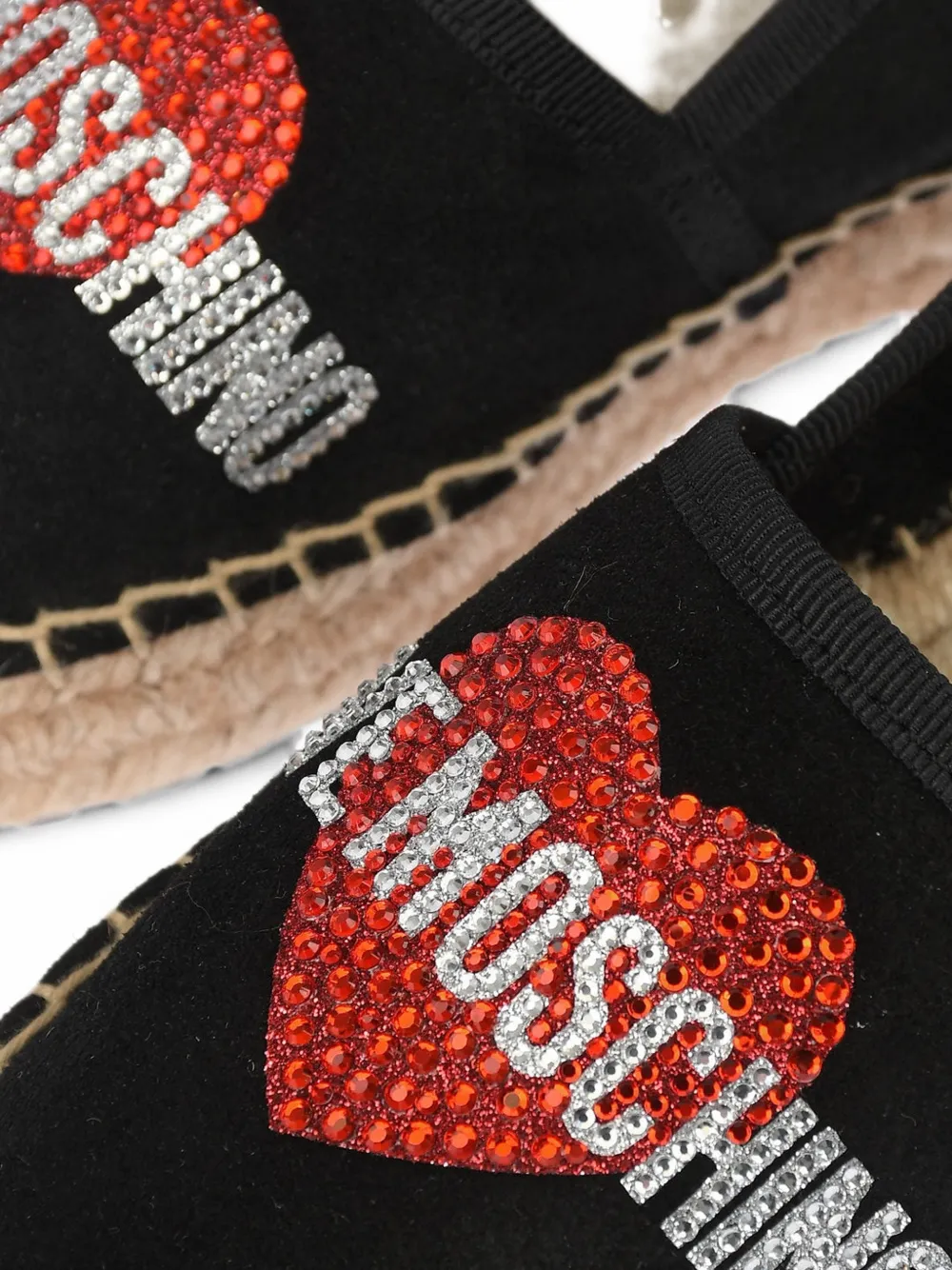 Moschino rhinestone-logo platform espadrilles Zwart
