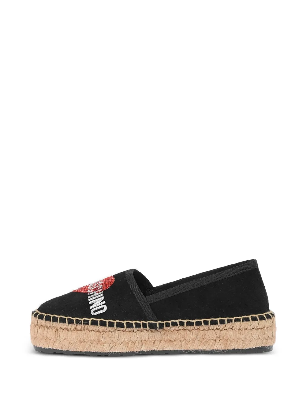 Moschino rhinestone-logo platform espadrilles Zwart