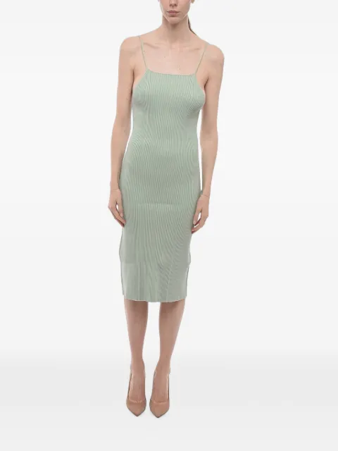 AERON ribbed-knit fitted midi dress