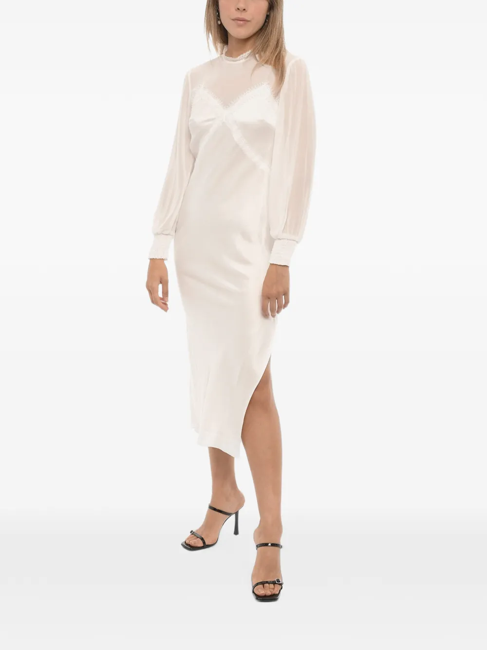 AllSaints Bailey lace-trim midi dress - Weiß