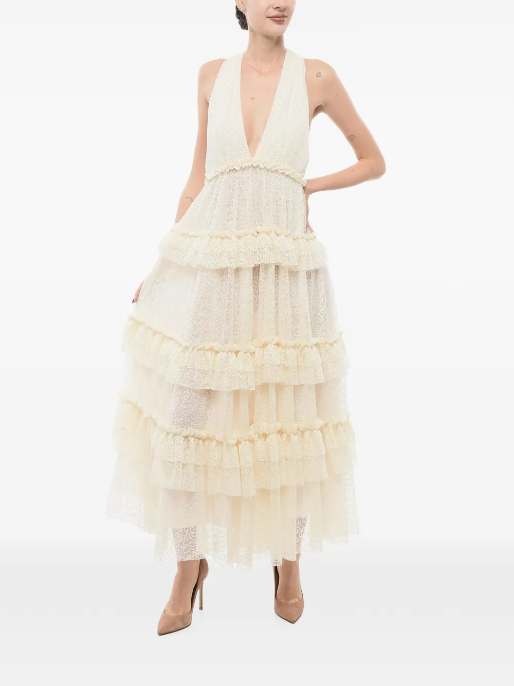 Philosophy Di Lorenzo Serafini ruffled lace maxi dress - Neutrals