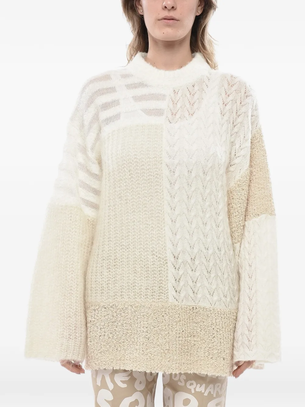 Holzweiler Patchwork-effect Relaxed-fit Knit In Brown