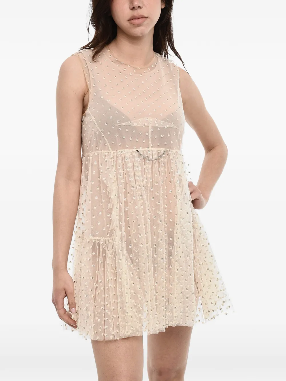 DSQUARED2 glitter-embellished mini dress - Nude