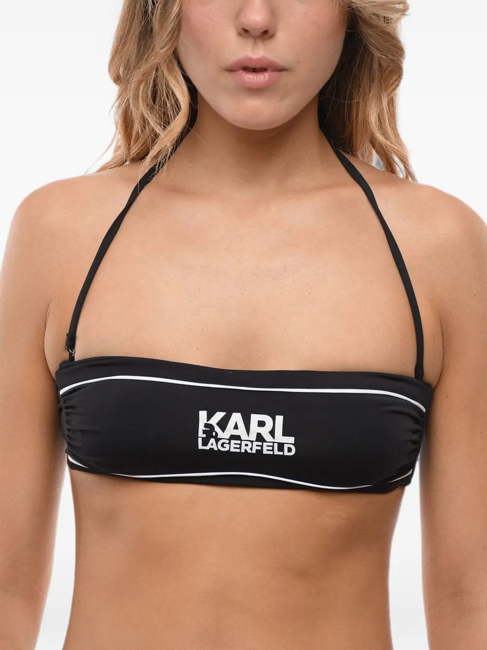 Karl Lagerfeld Bandeau-Bikinioberteil mit Logo - Schwarz