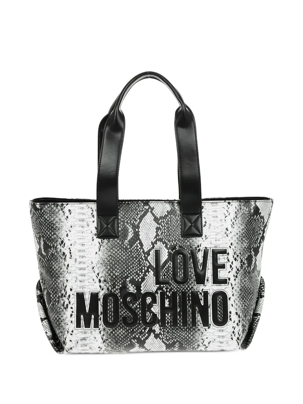 Love Moschino snake-effect logo-detail tote bag - White
