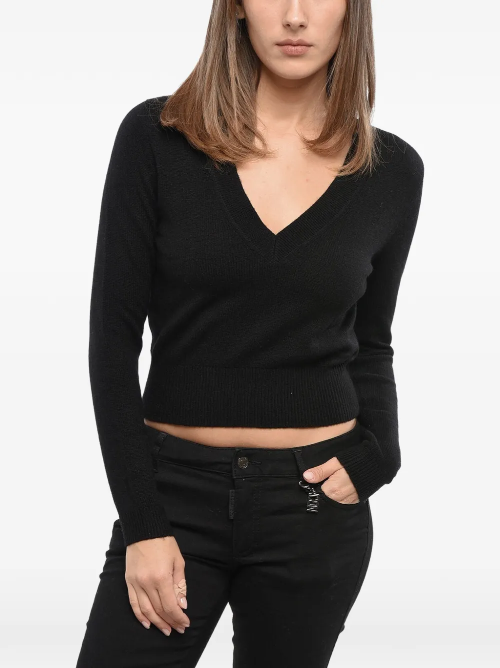 Diesel logo-detail V-neck sweater - Schwarz