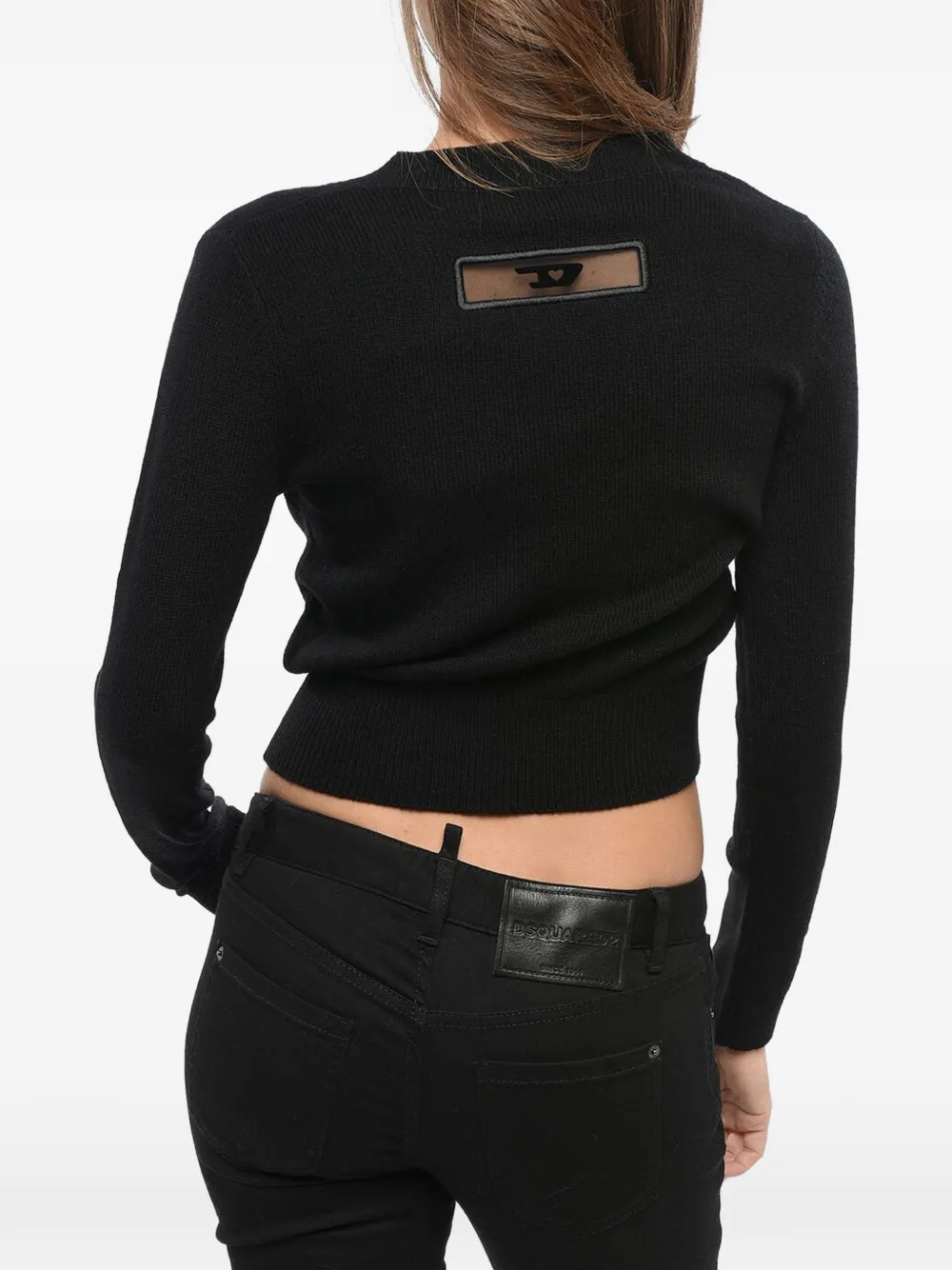 Diesel logo-detail V-neck sweater Zwart