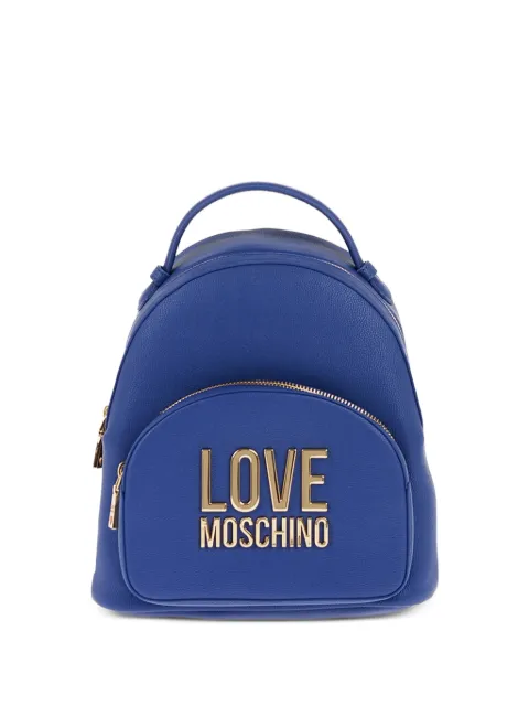 Moschino logo-plaque grained-effect backpack