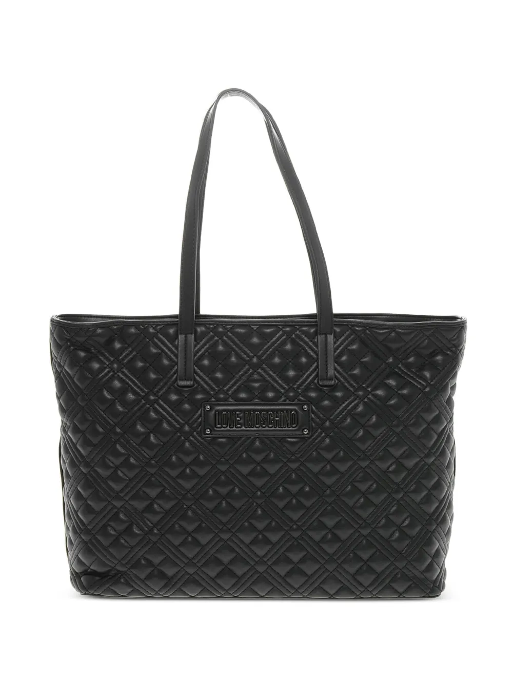 Moschino logo-plaque tote bag - Black