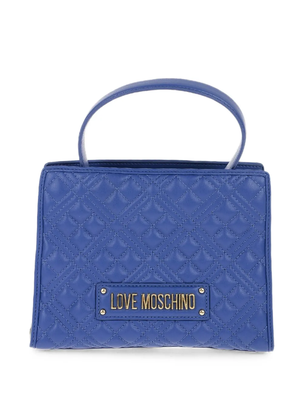 Moschino quilted logo-plaque tote bag - Blue